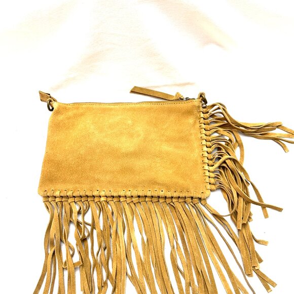SUEDE FRINGE CLUTCH/CROSS BODY HANDBAG. - Picture 3 of 11